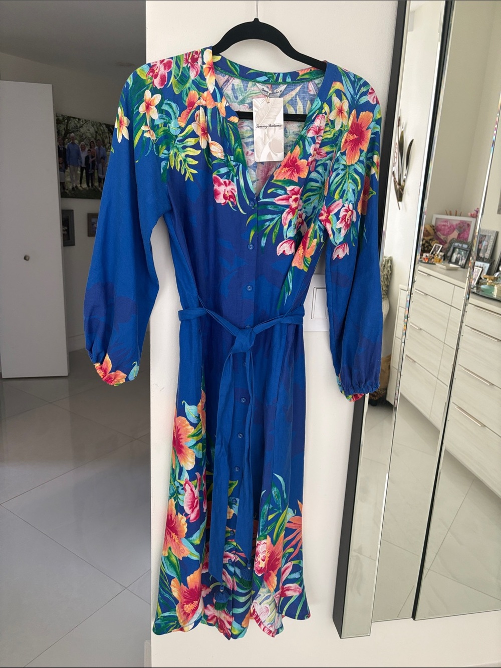 Tommy Bahama Royal Blue Tropical Floral Midi Dress